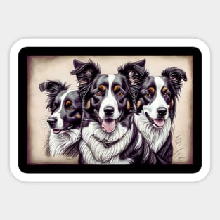 3 Border Collies Sticker